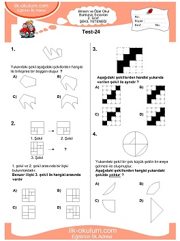 1. sınıf Bilsem Genel Yetenek Testileri